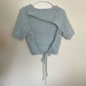 Blue Na-kd Open Back Tie Shirt